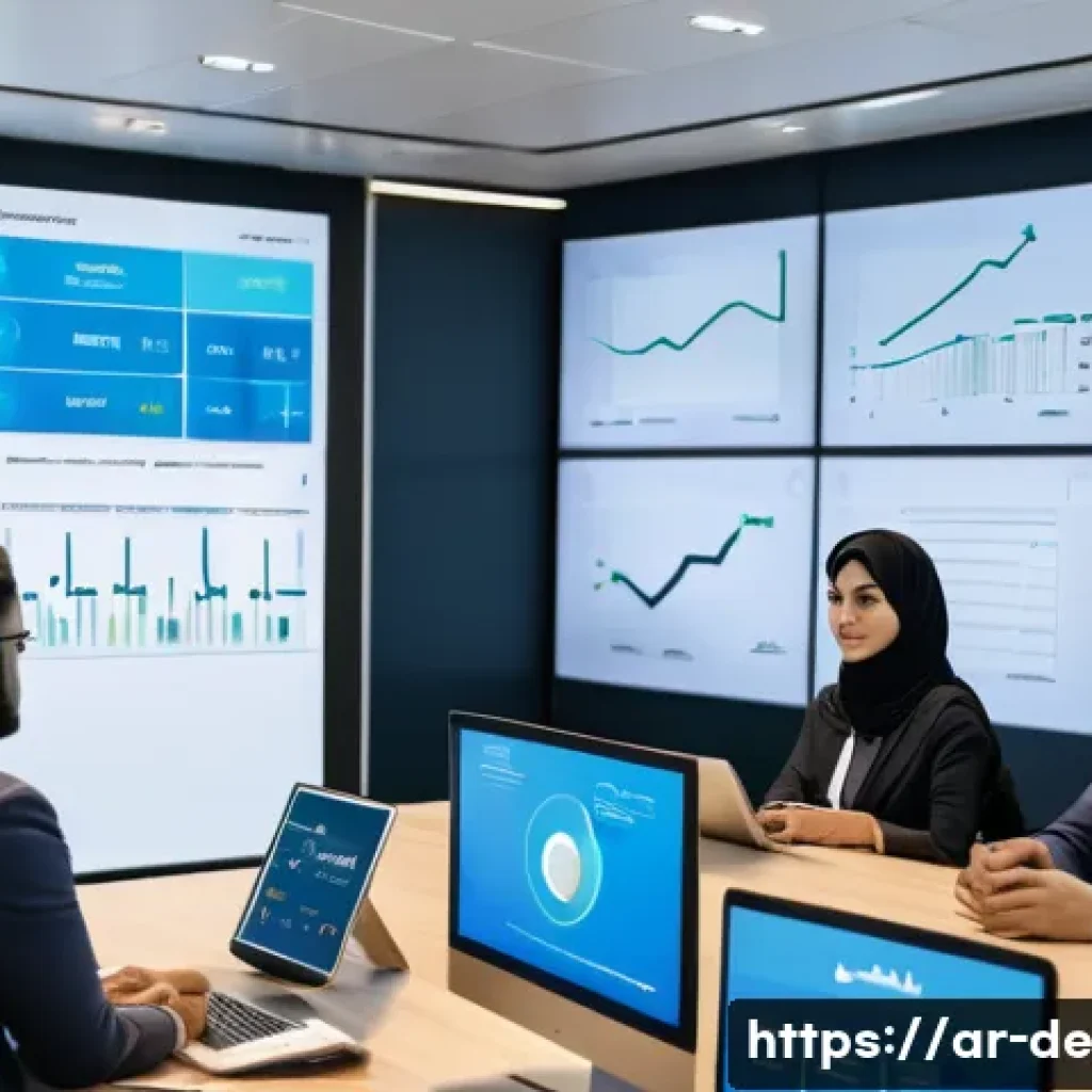 결과 중심 성과 관리의 도전 과제와 해결 방안 - A modern Arab office environment showing a diverse group of professional employees engaged in a perf...