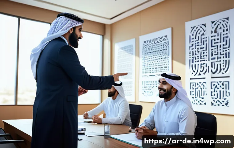 결과 중심 성과 관리의 최신 트렌드 - A modern Arabic corporate office setting showing a diverse team of Middle Eastern professionals enga...