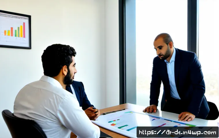 결과 중심 성과 관리의 모범 사례 정리 - Photorealistic modern Middle Eastern office, an Arab business manager in modest professional attire ...
