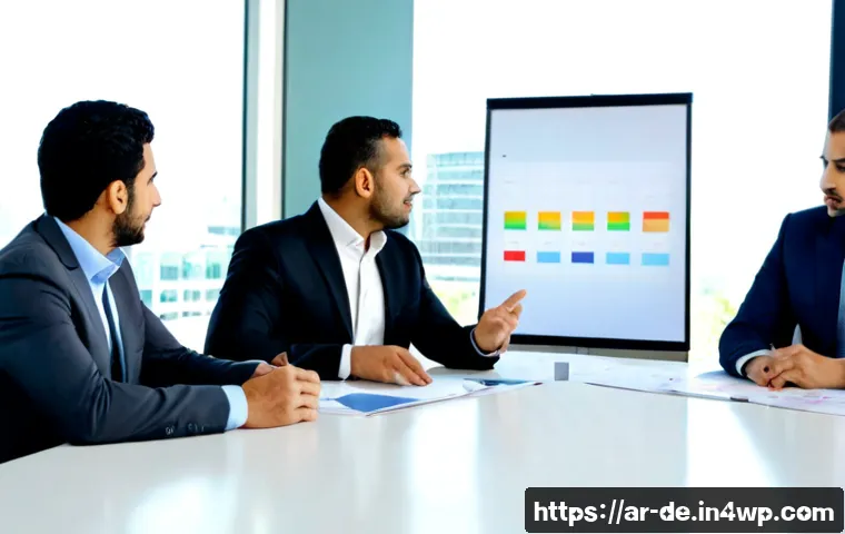 결과 중심 성과 관리의 성과 관찰 방법 - Photorealistic Middle Eastern business manager in modest professional attire observing a team’s resu...